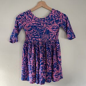 Lilly Pulitzer Mini Evelyn Dress Sapphire Blu Rollin In The Grass Sz M 6-7